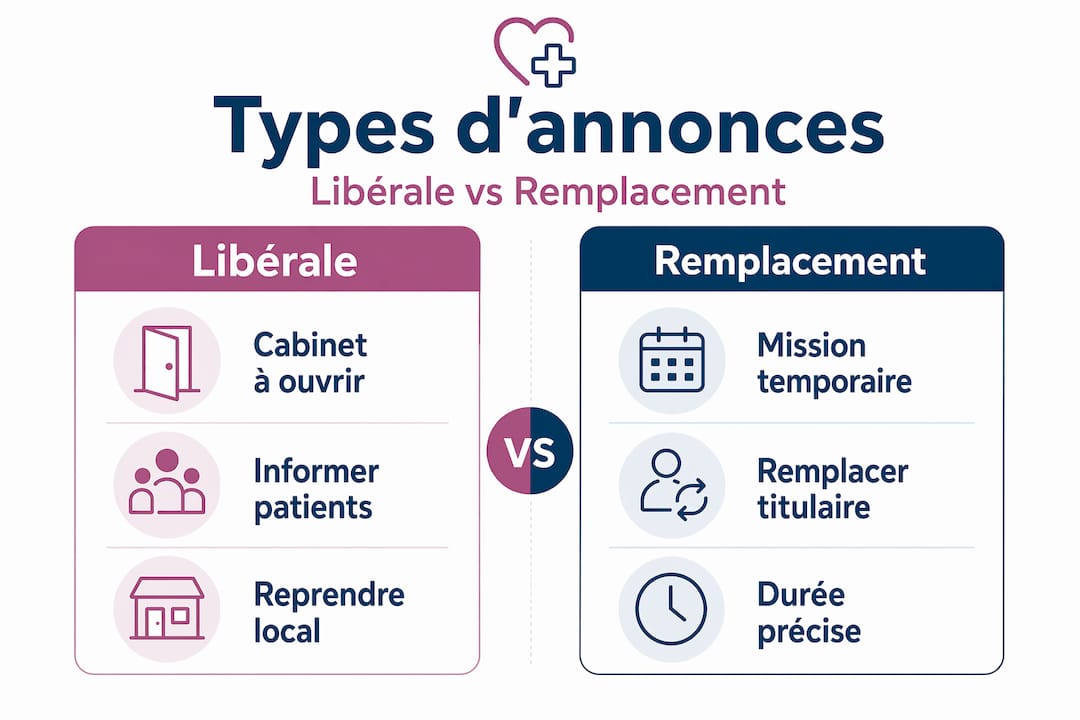 Infographie : les différences entre annonces libérales et offres de remplacement