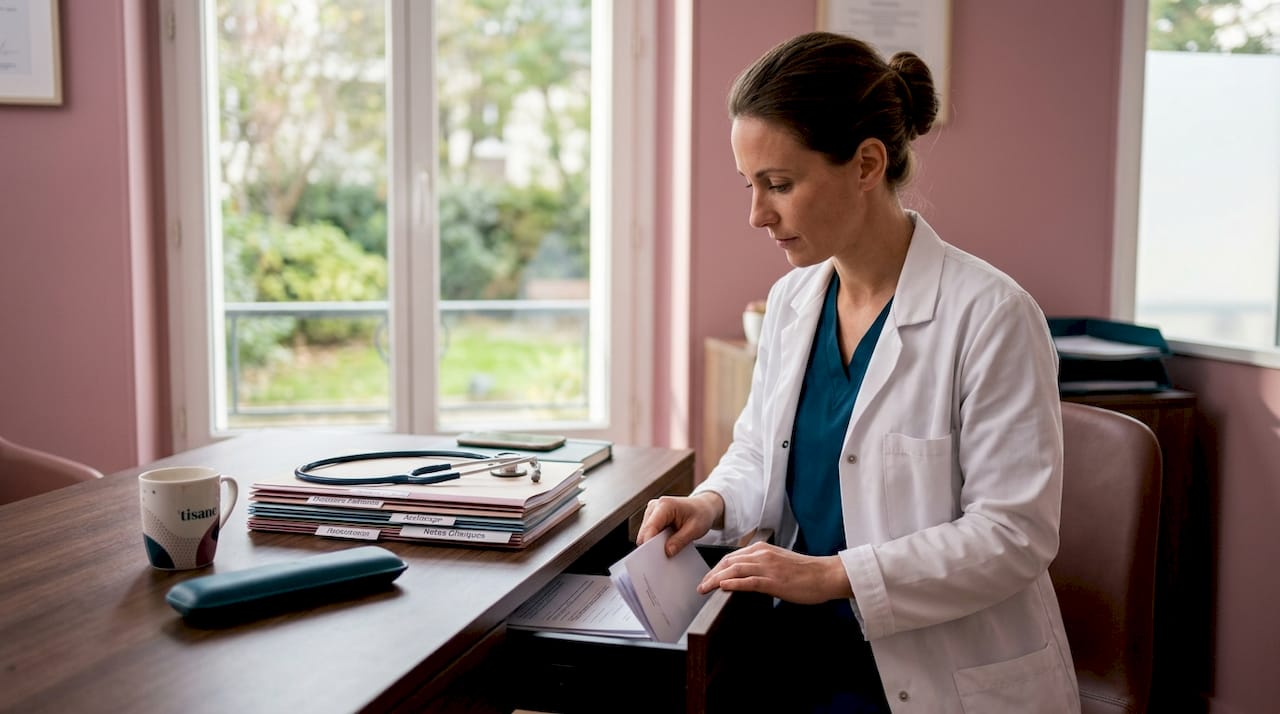 Médecin en train de mettre en place son cabinet en ville