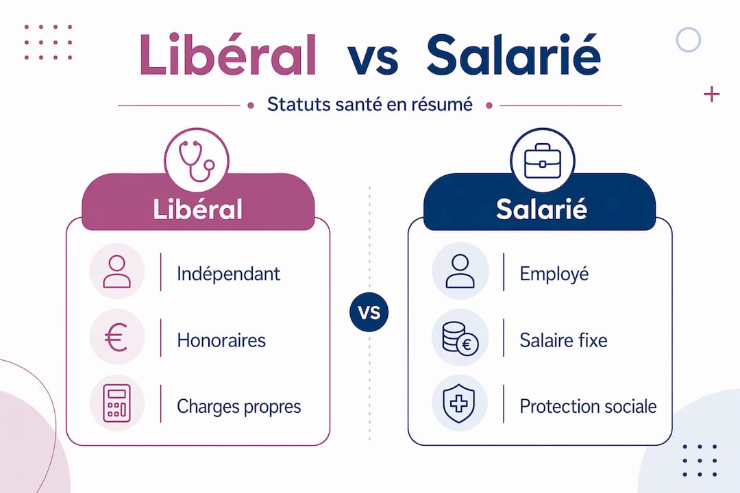 Infographie : les différences entre exercer en tant que libéral ou salarié dans le secteur de la santé