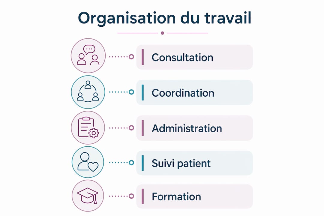Schéma explicatif sur l’organisation du quotidien d’un médecin salarié