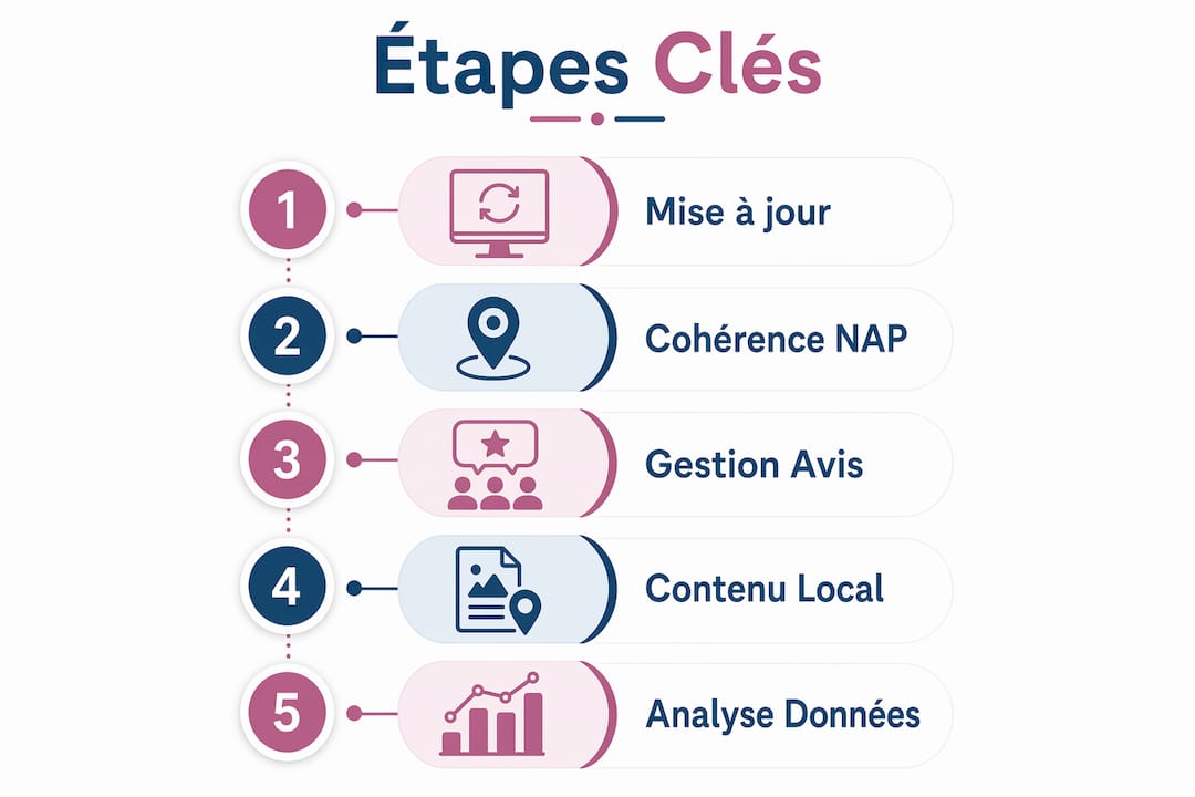 Infographie : les étapes incontournables pour optimiser la visibilité locale de votre cabinet de santé