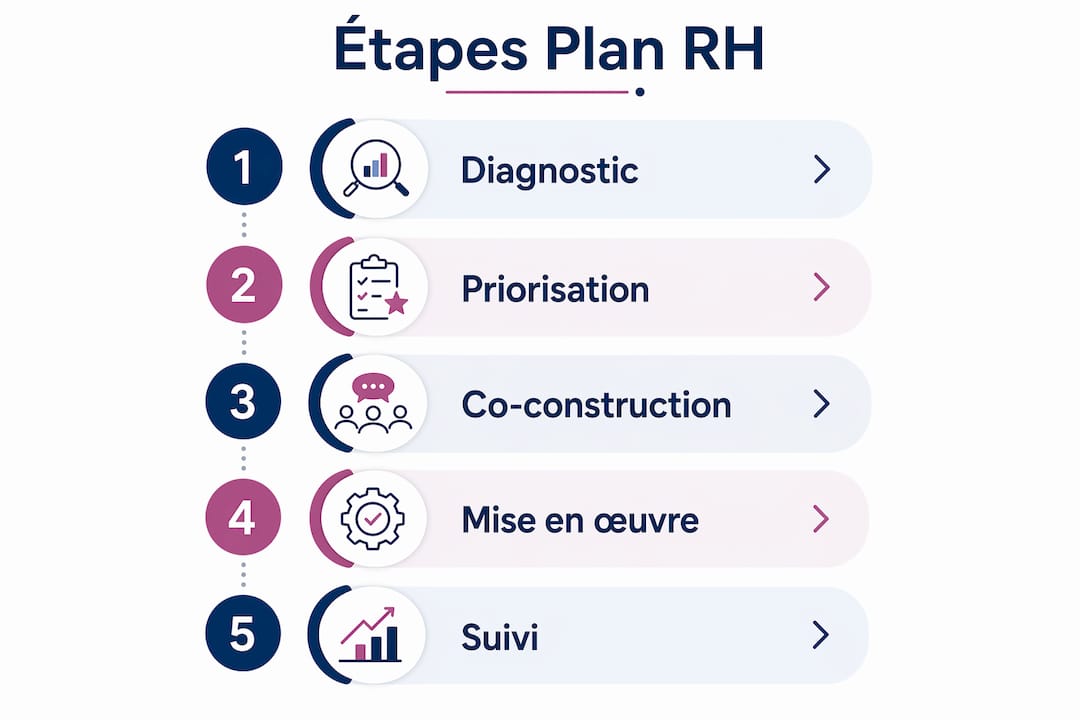 Infographie : les grandes étapes d’un plan d’action RH pour le secteur de la santé