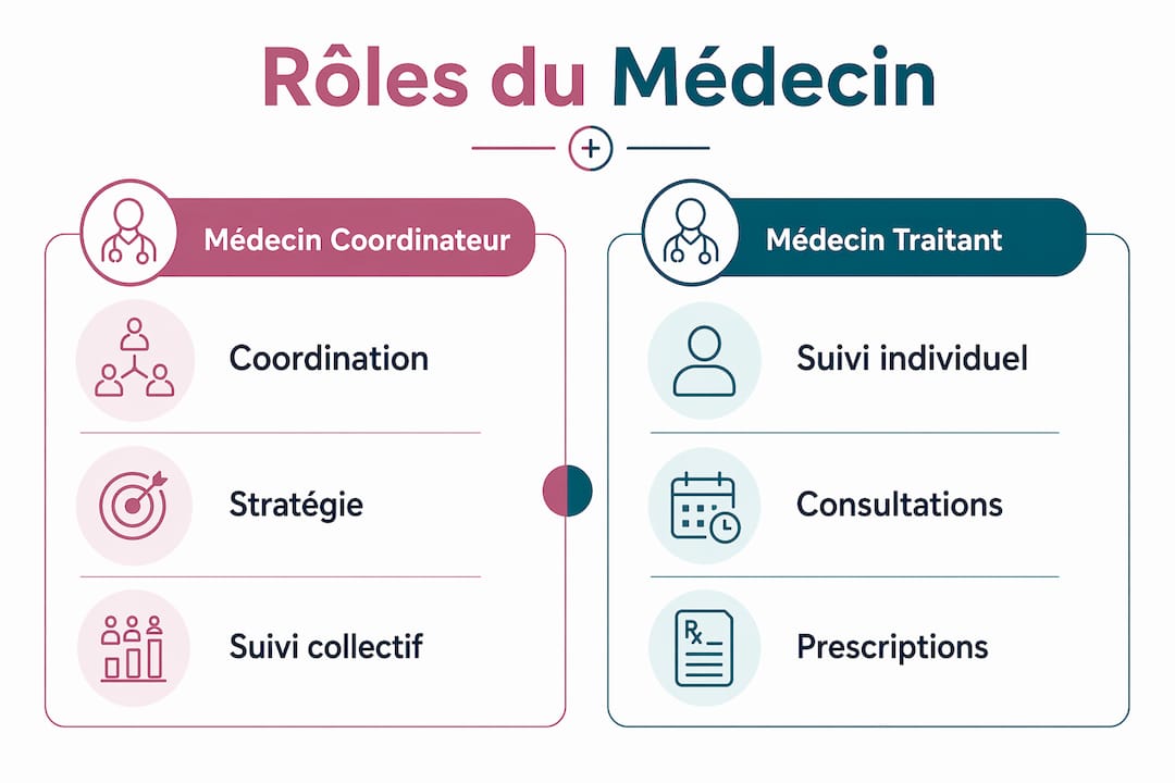 Infographie : quelles différences entre le médecin coordinateur et le médecin traitant ?