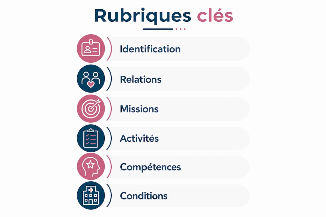 Découvrez en un coup d’œil les éléments essentiels à intégrer dans une fiche de poste médicale grâce à notre infographie.