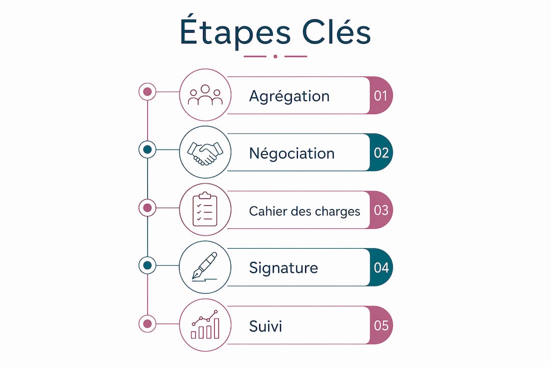 Découvrez en image les grandes étapes pour mettre en place une offre groupée dans le secteur de la santé.