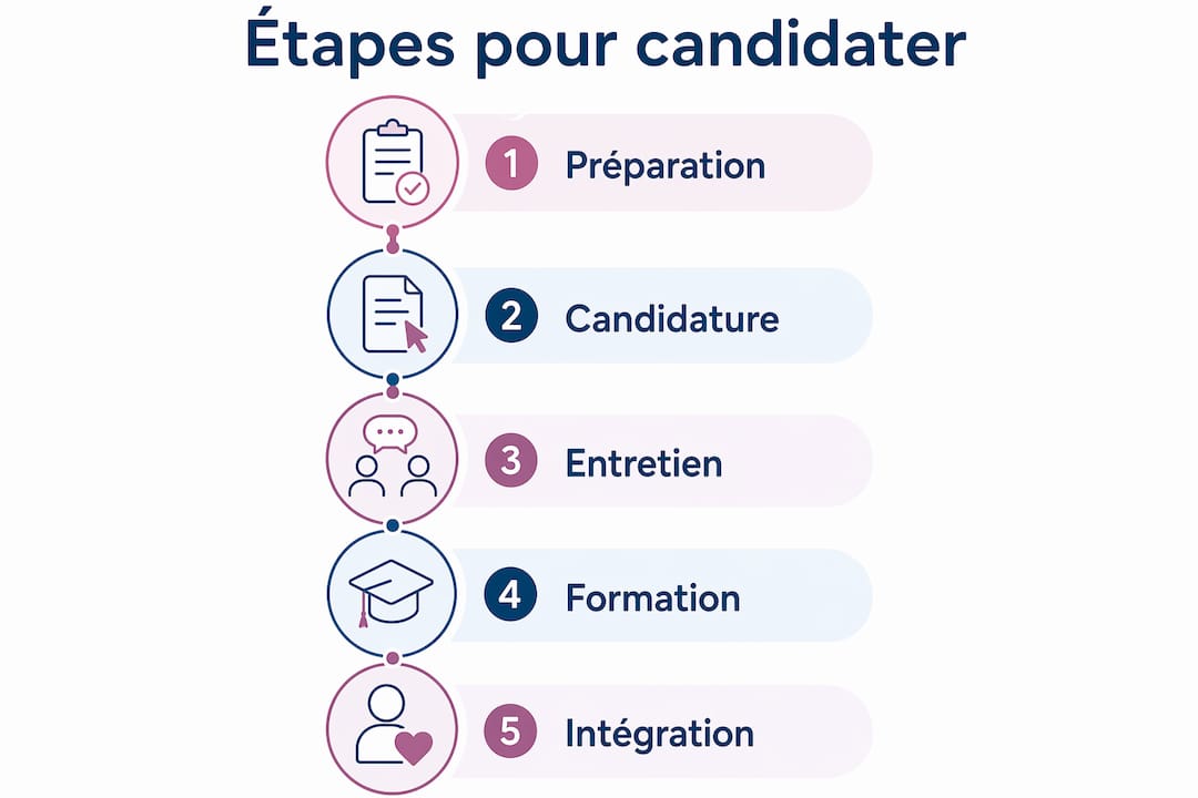 Infographie : les différentes étapes pour postuler au pool des infirmiers