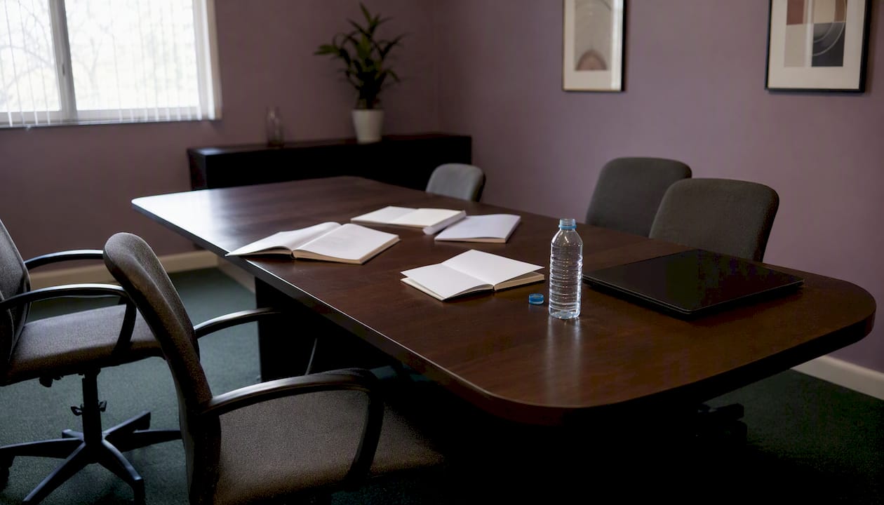 Salle vide préparée pour une session de formation destinée aux professionnels de santé.