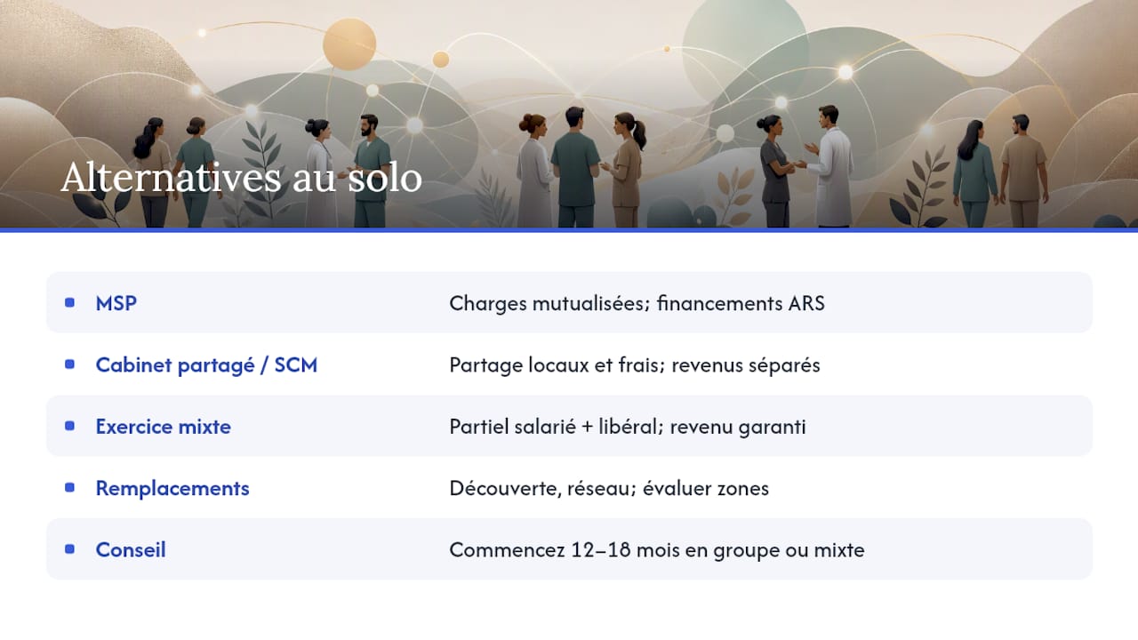 Exercice de groupe, mixte et remplacements : les alternatives au solo — overview diagram