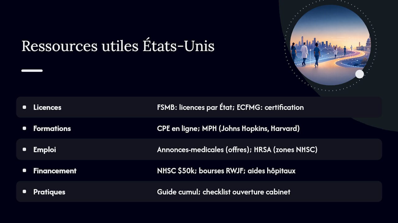 Ressources et liens utiles pour vos démarches aux États-Unis — overview diagram