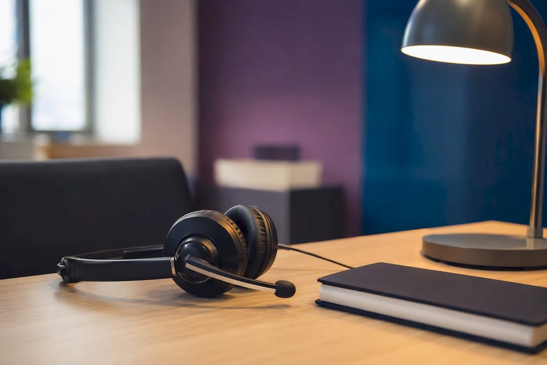 Casque téléphonique sur un bureau de recrutement médical