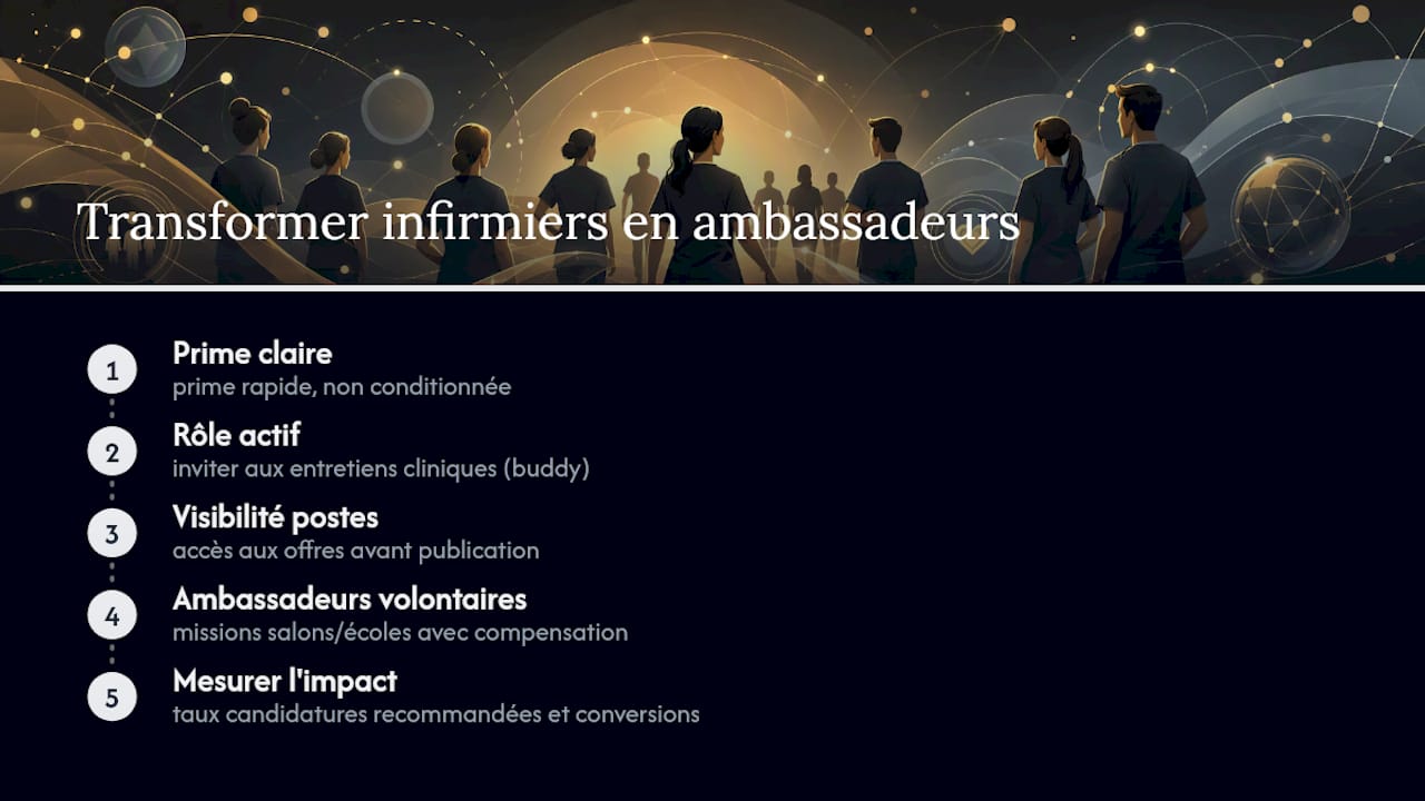 Comment transformer vos infirmiers actuels en ambassadeurs du recrutement ? — overview diagram