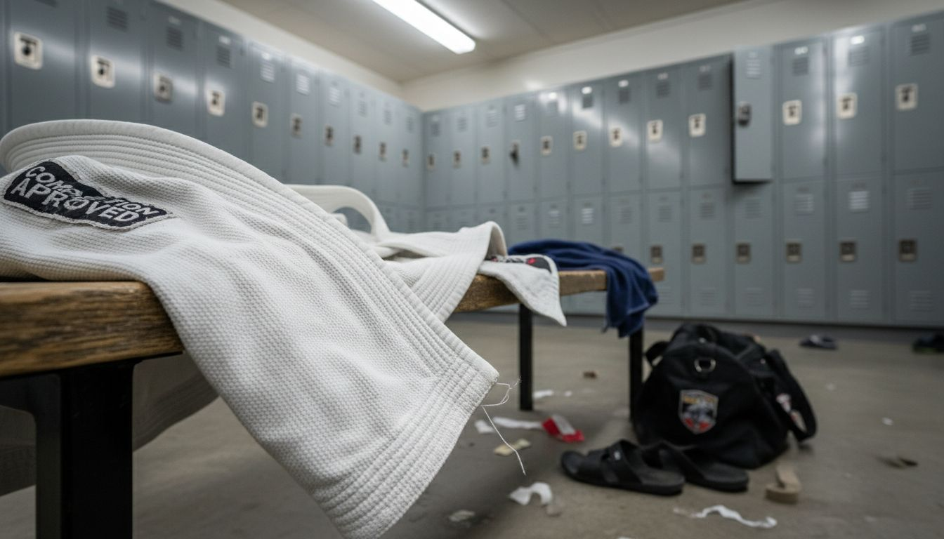 Detail of reinforced seams on BJJ gi