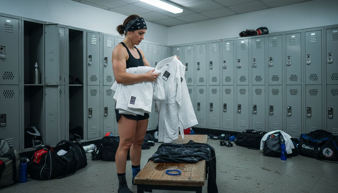 Athlete comparing BJJ gear materials