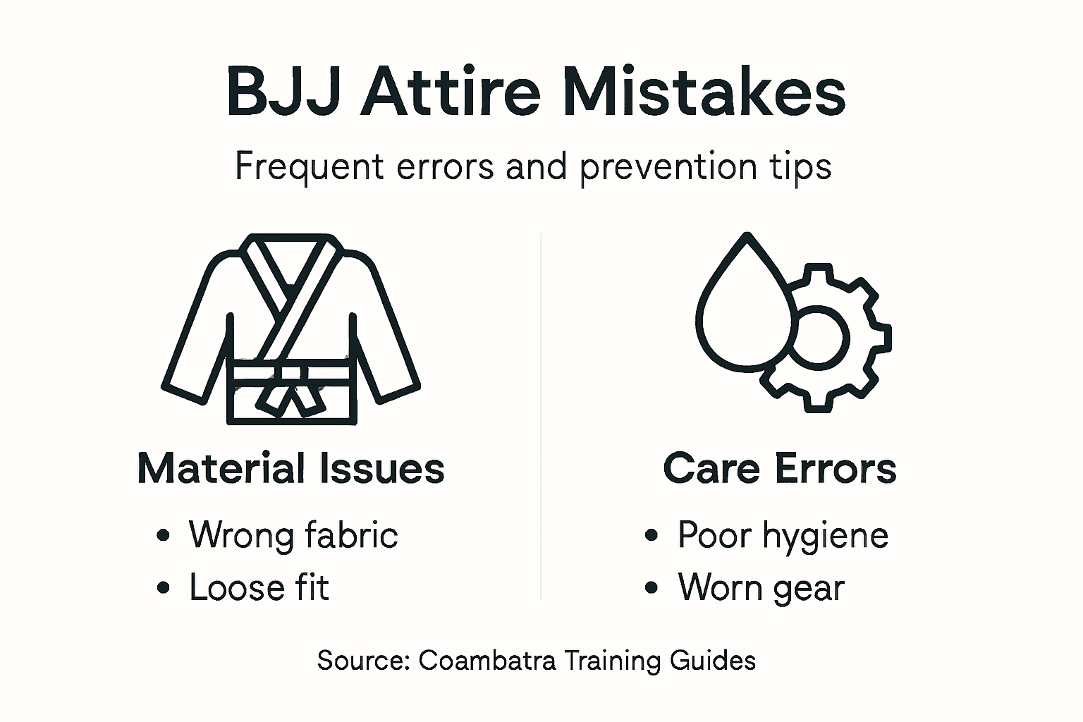 Infographic showing BJJ attire mistakes