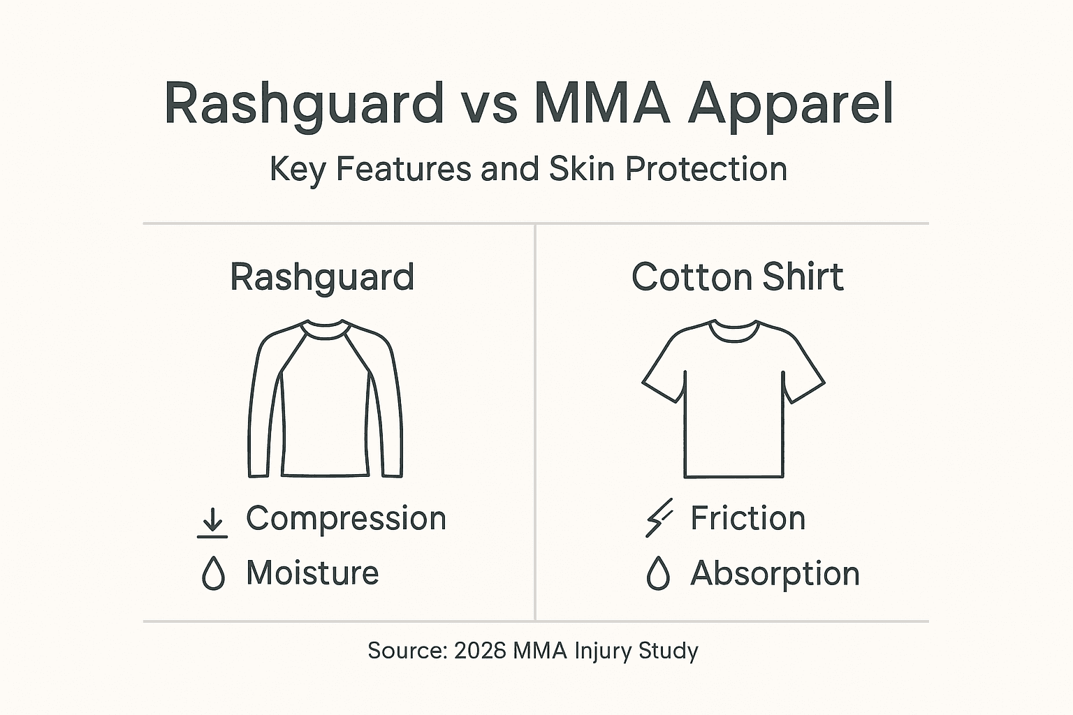 Infographic comparing rashguard and cotton shirts
