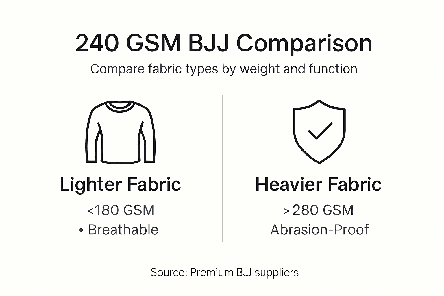 Infographic comparing GSM weights for rashguards
