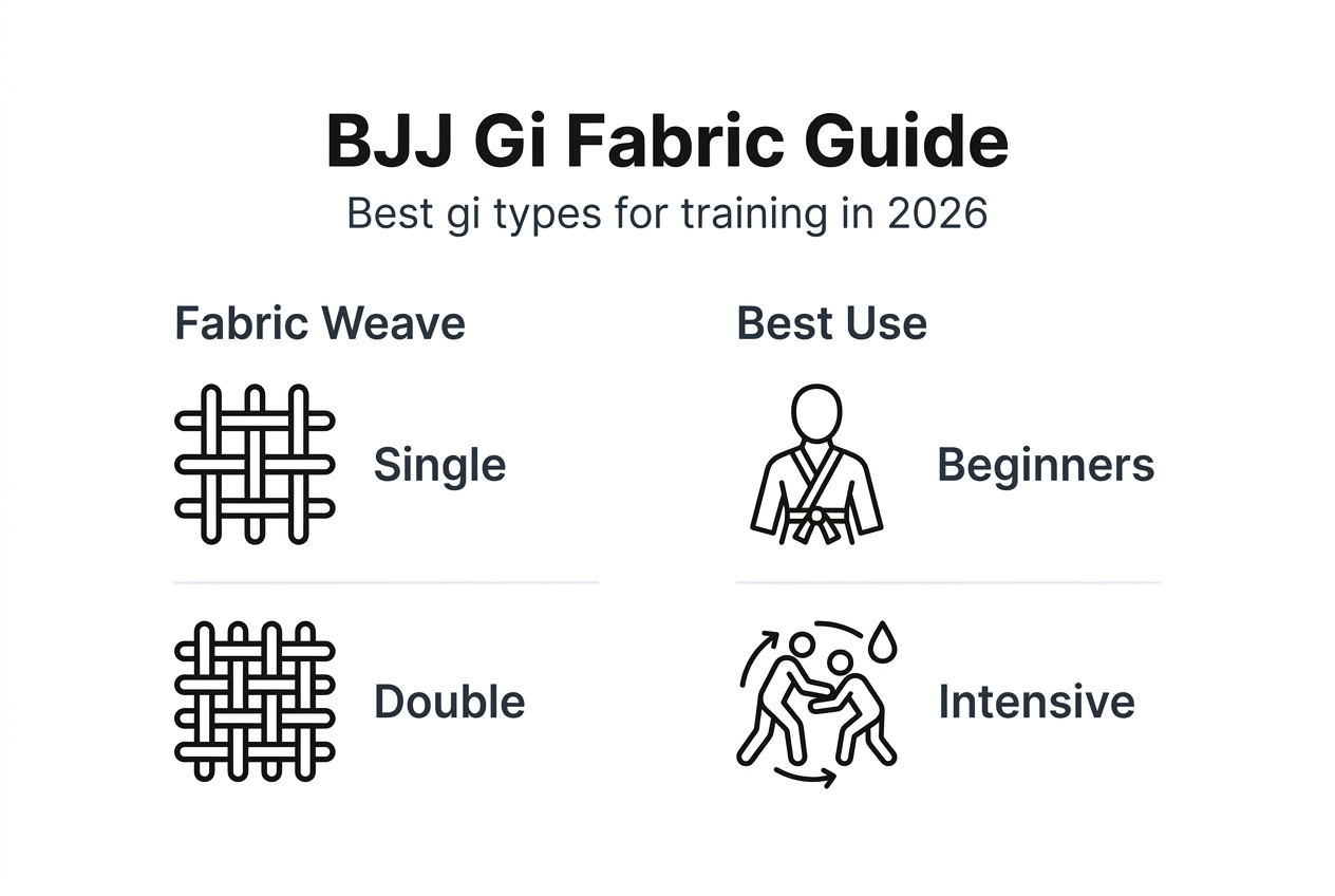 Infographic on BJJ gi fabric weaves and uses