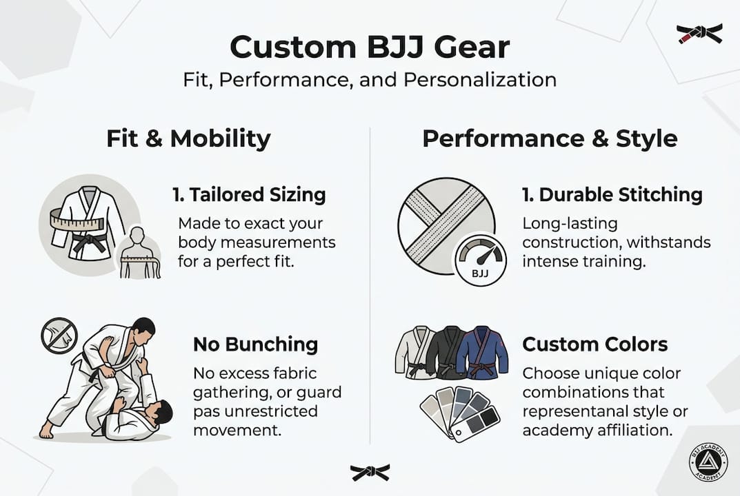 Infographic custom BJJ gear fit and performance