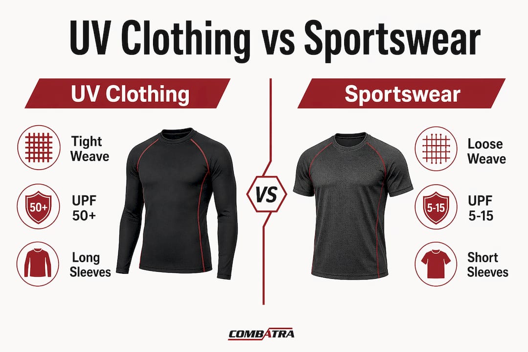 Infographic comparing UV clothing and regular sportswear
