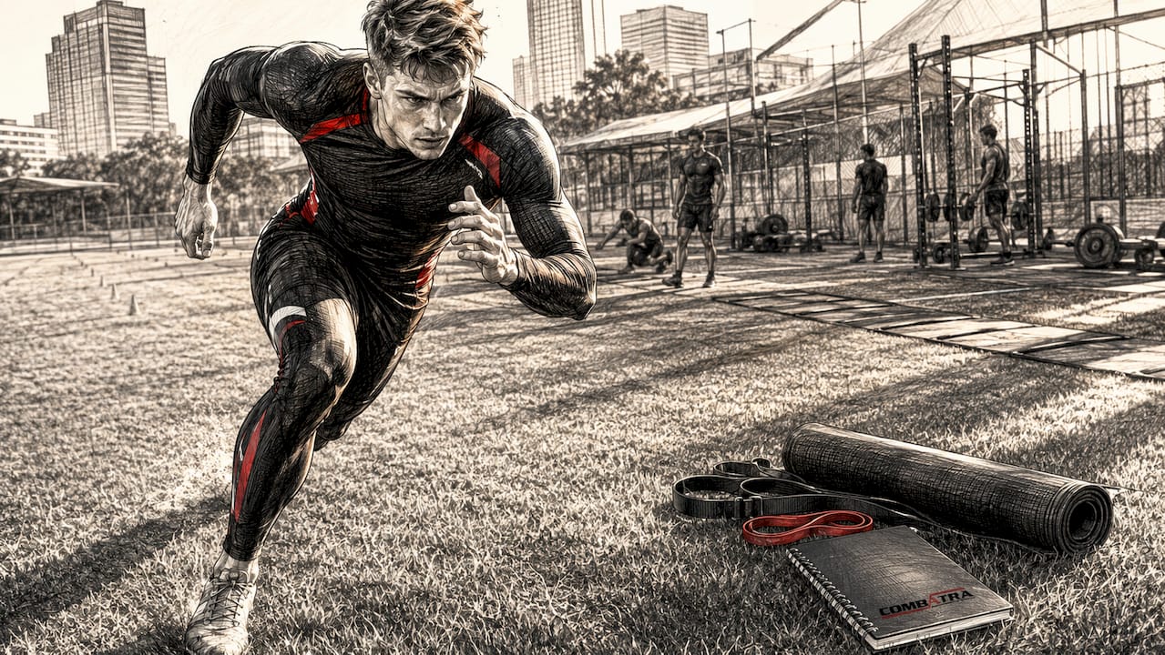 Athlete running in custom compression wear