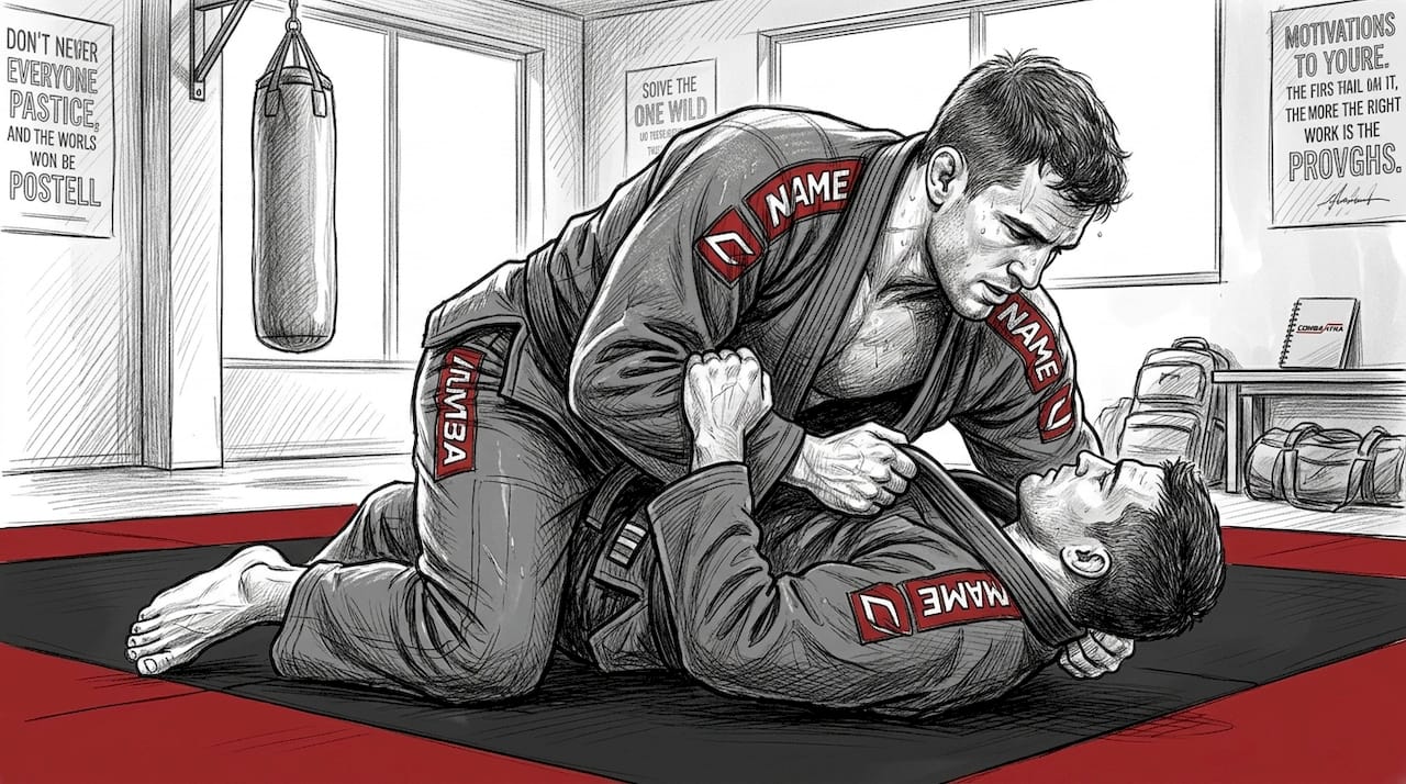 Athlete training in custom black BJJ gi