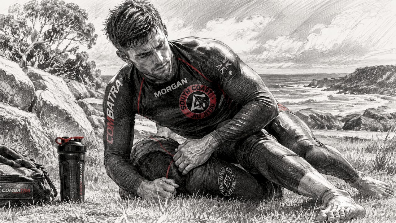 Athlete training in custom BJJ rashguard