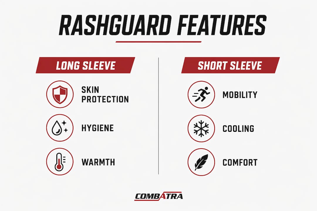 Infographic comparing long vs short sleeve rashguards