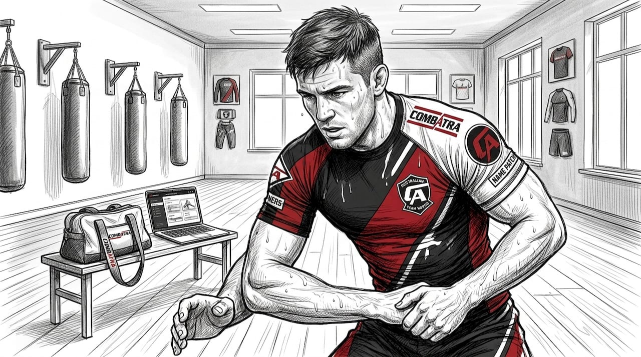 Athlete training in custom rashguard in gym