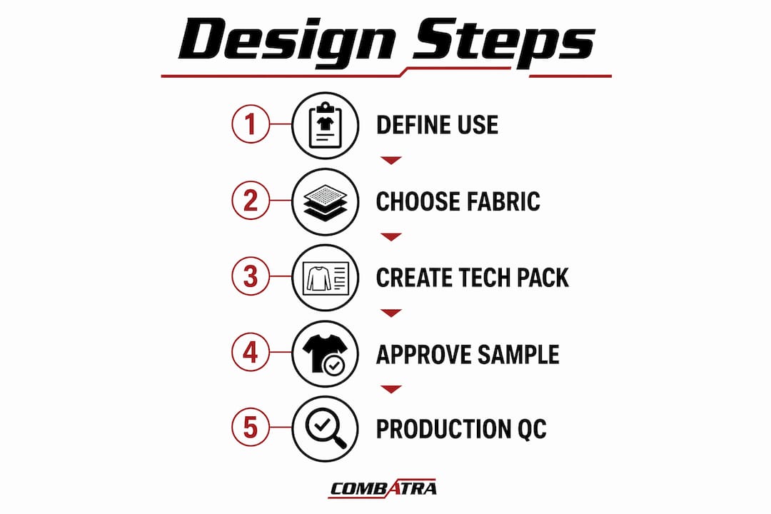 Infographic showing steps to design custom rashguard