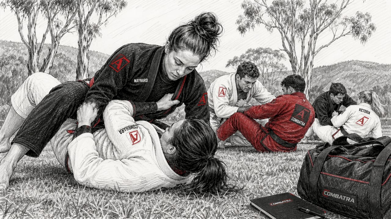 Athletes training in custom BJJ gis at gym