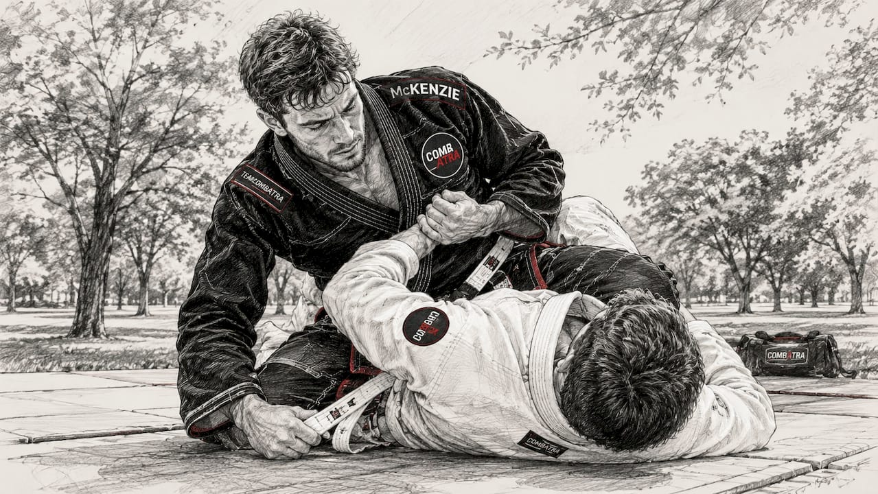 Male athlete training in custom BJJ Gi