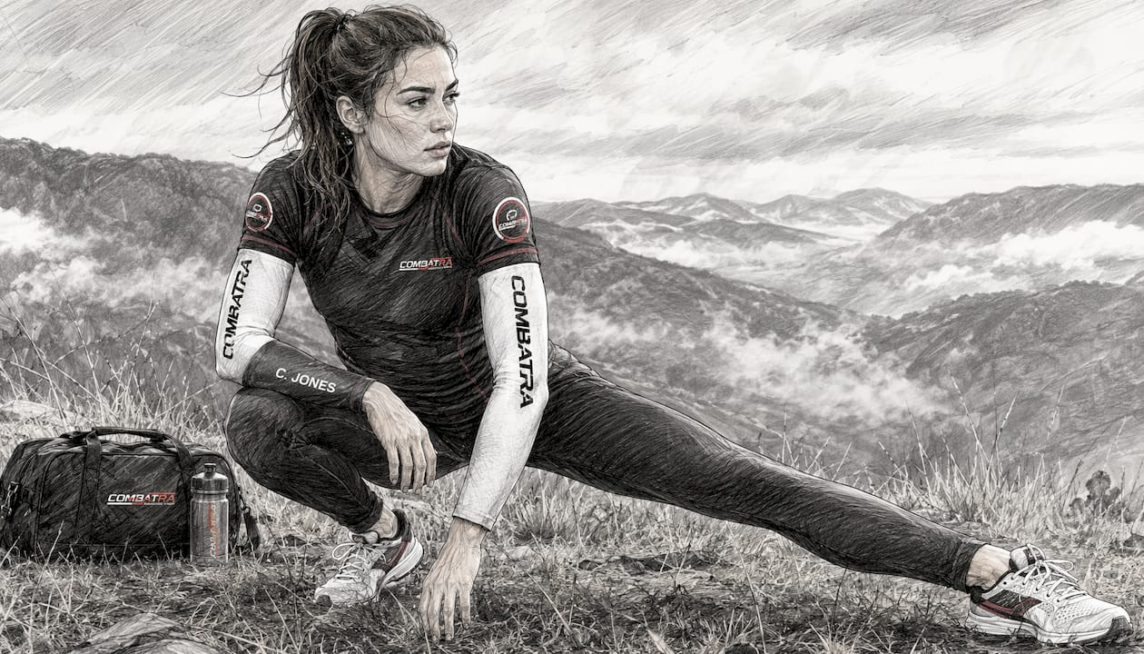 Female athlete running outdoors with arm sleeves