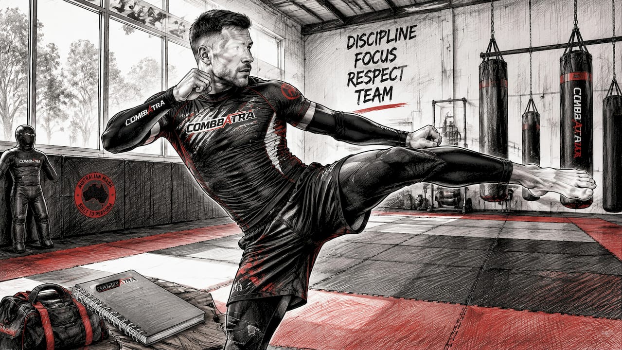 Male athlete training indoors wearing arm sleeves