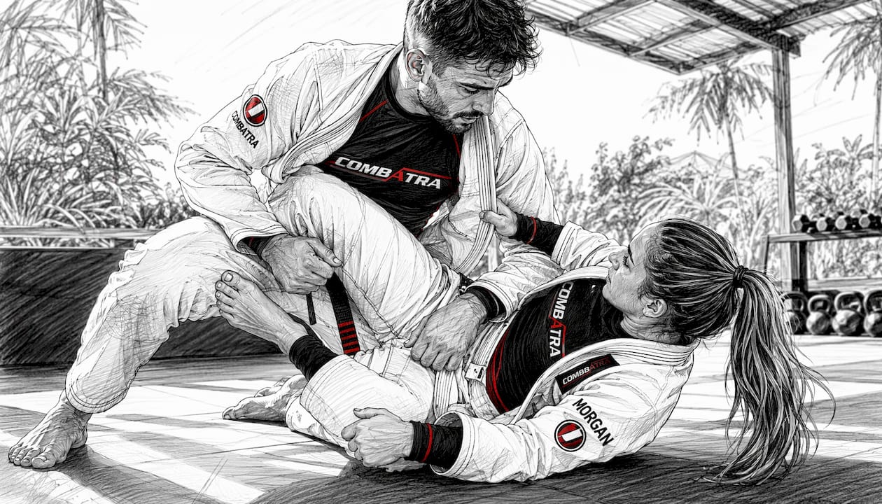Athletes wearing rashguards under gi indoors