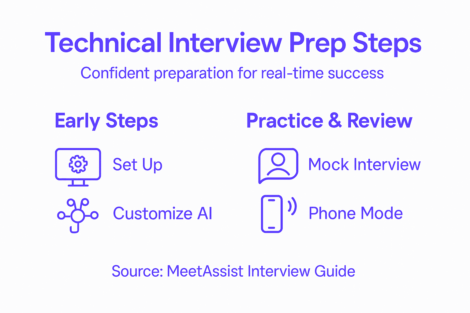 Infographic of four technical interview prep steps