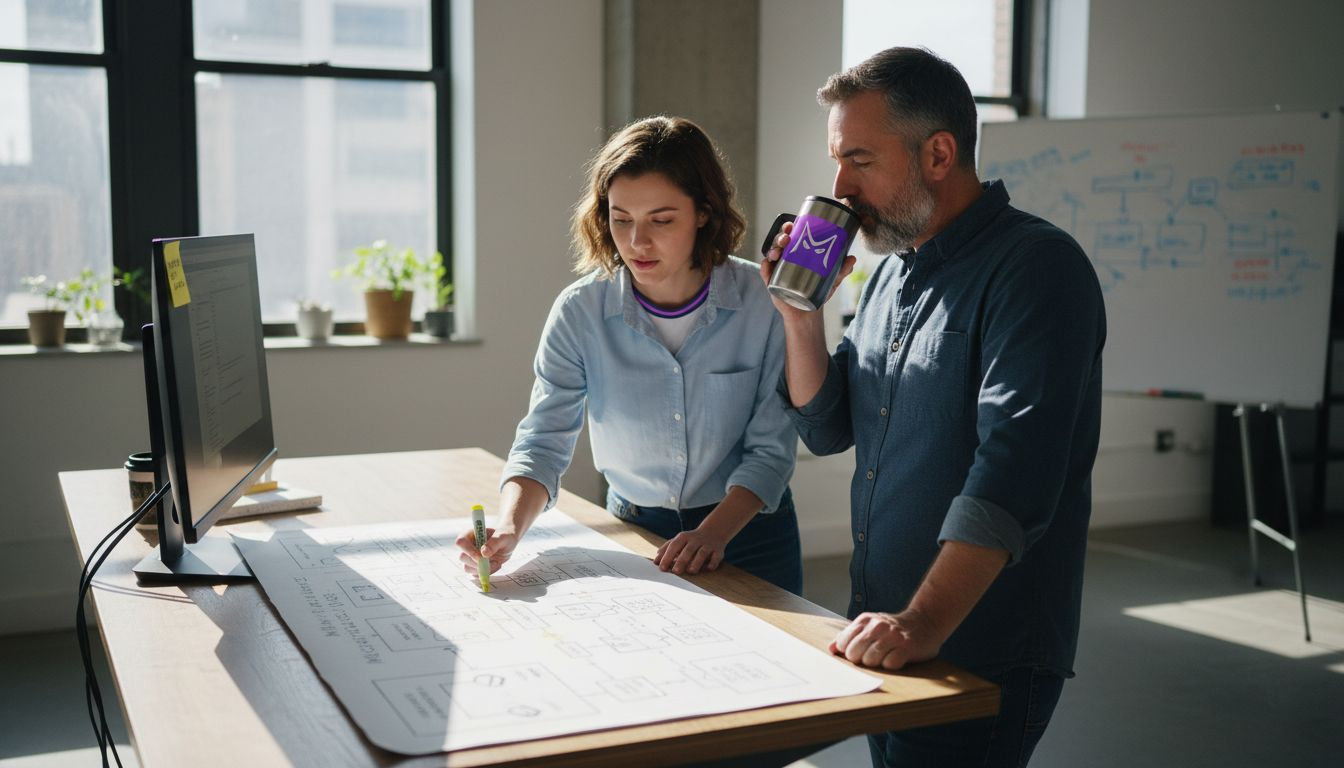 Junior and senior tech professionals collaborating