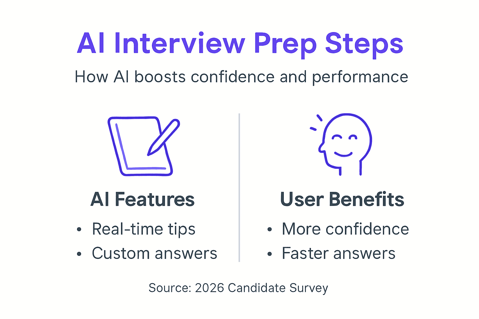 Infographic on AI-powered interview preparation steps and benefits