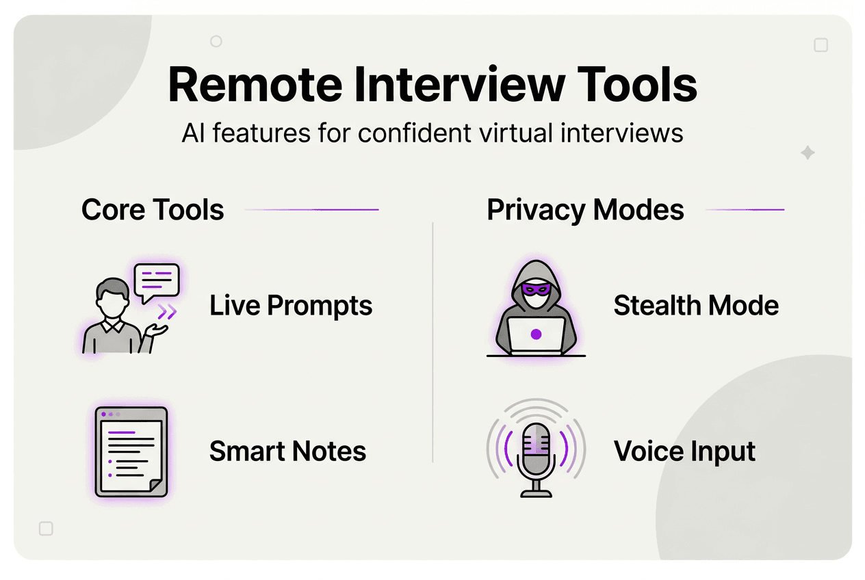 Infographic outlines remote interview tools and features