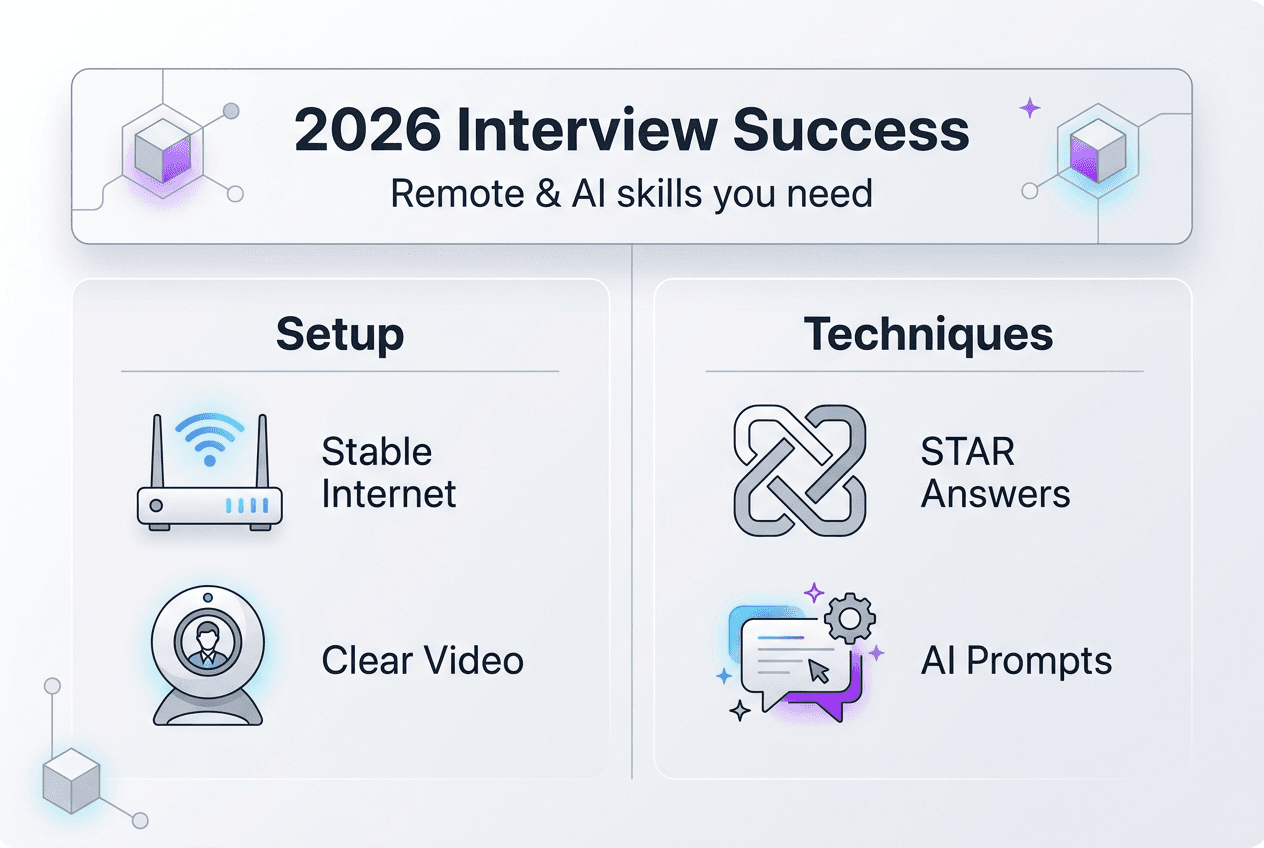Infographic of remote and AI interview essentials