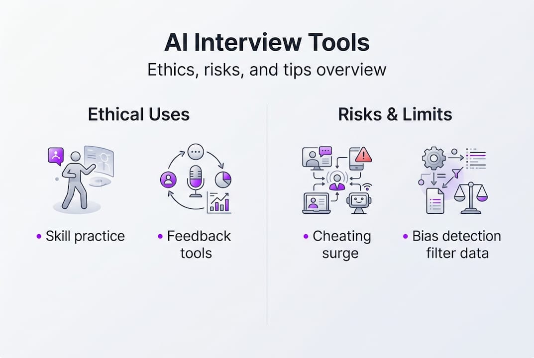 Infographic highlighting AI interview tools ethics