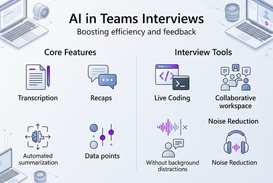 Infographic of Teams AI interview features