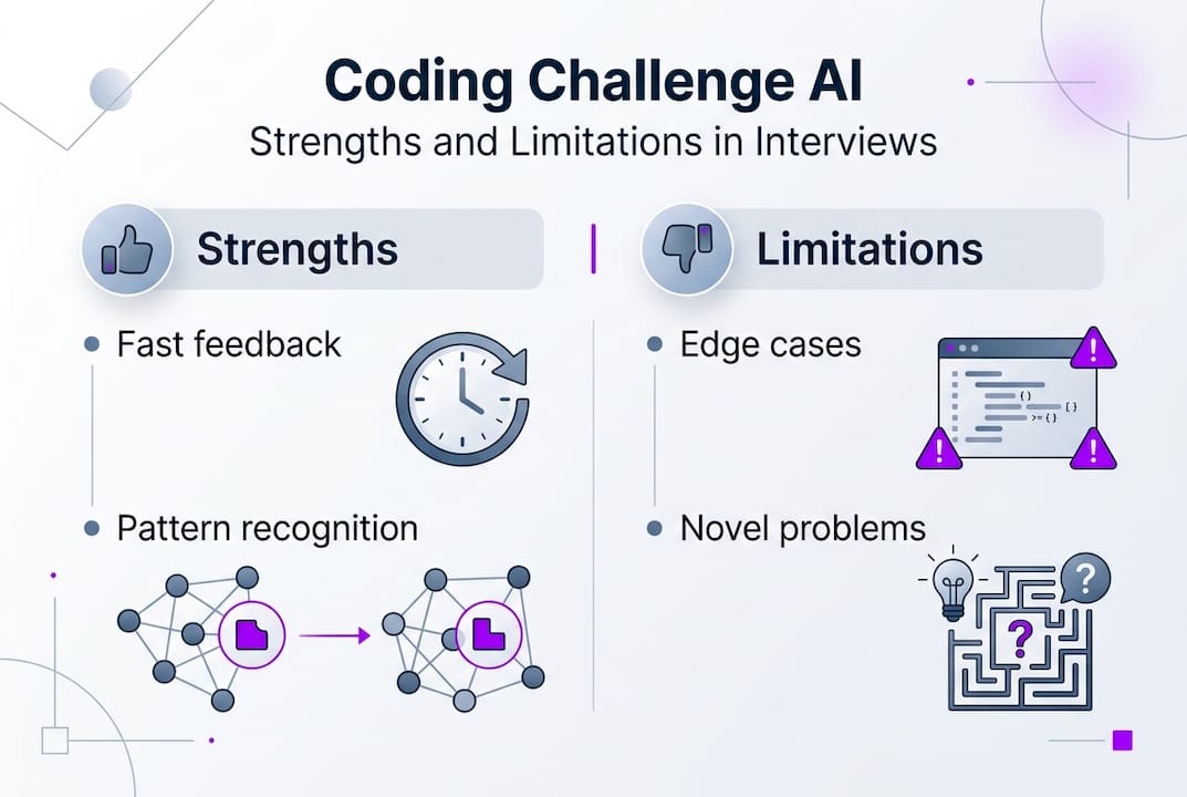 Infographic coding AI strengths and limitations