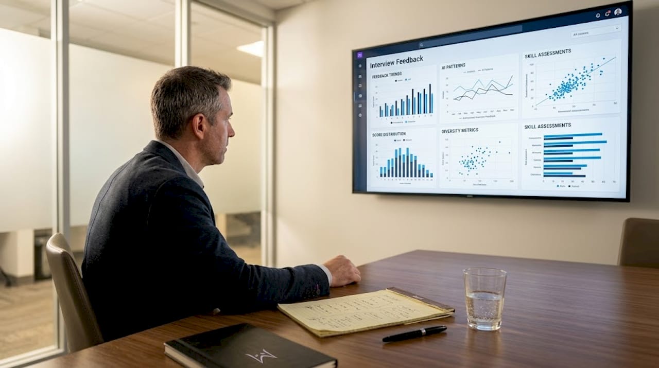 Manager viewing AI hiring feedback dashboard