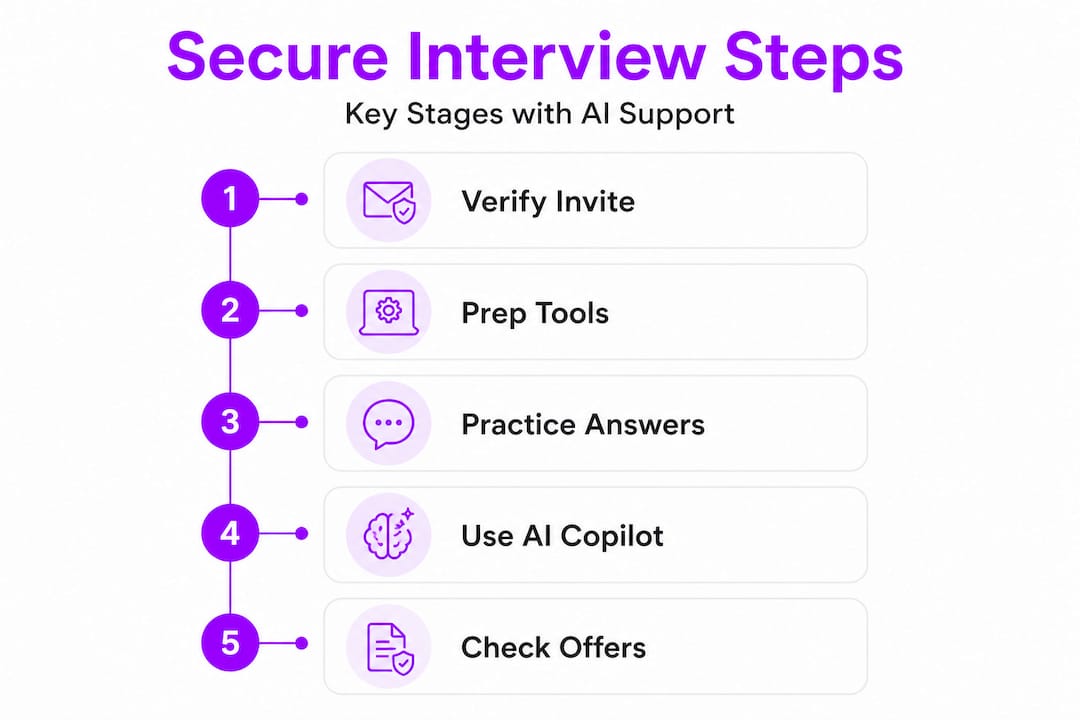 Infographic showing secure interview process steps