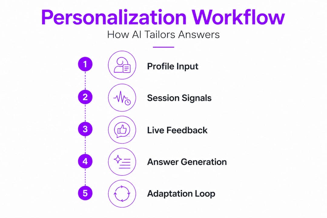 Vertical flow infographic AI personalization process