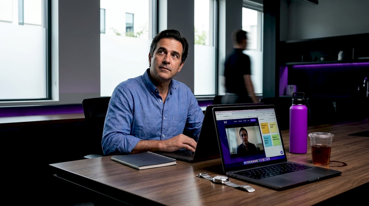 Man using AI tool during video interview