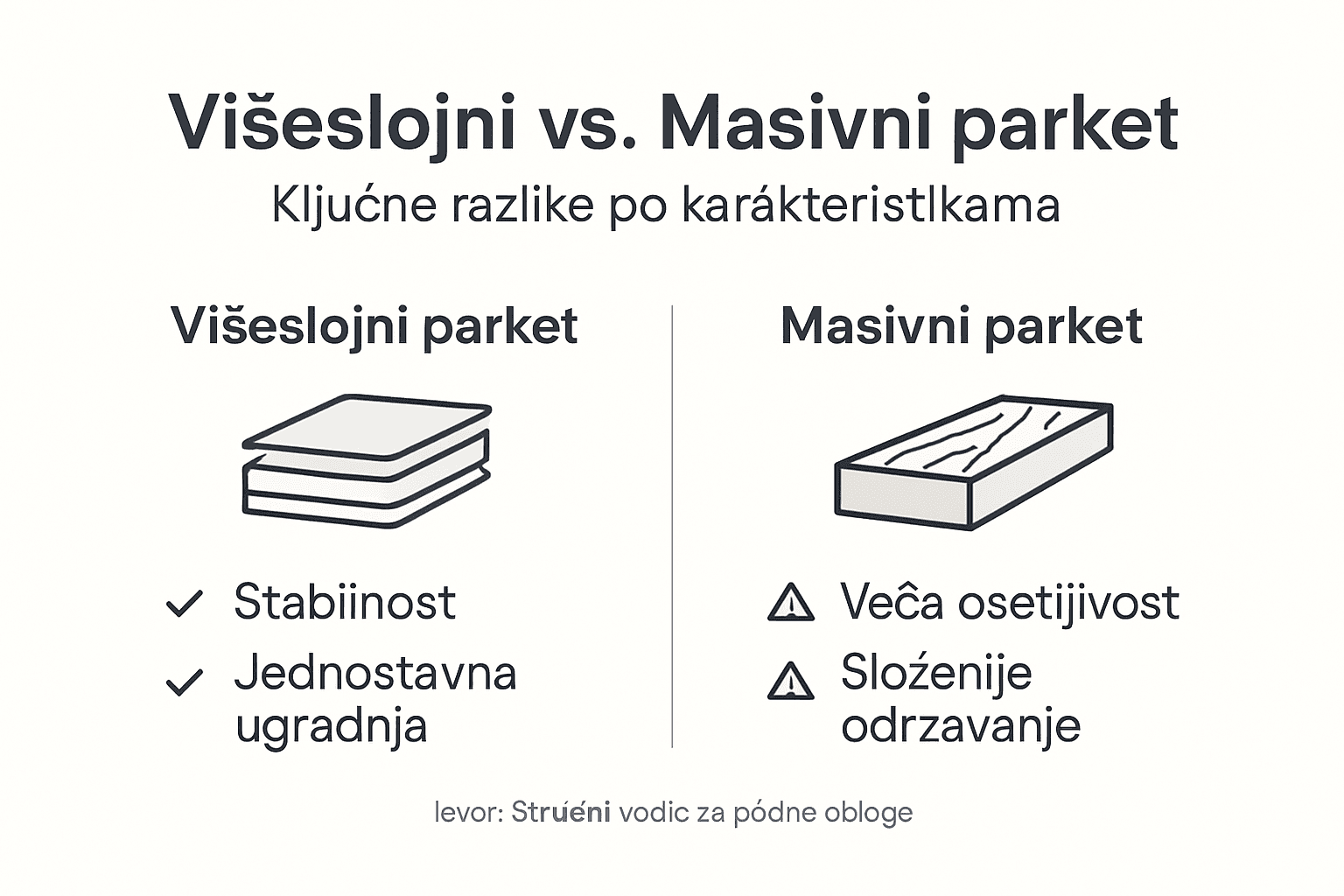 Infografik: Poređenje višeslojnog i punog parketa