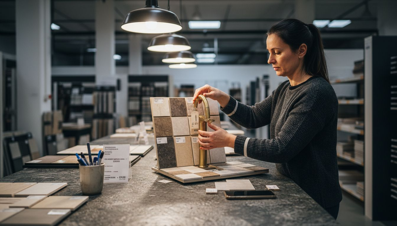 Klijent bira ekskluzivne materijale za luksuzno opremanje kupatila.