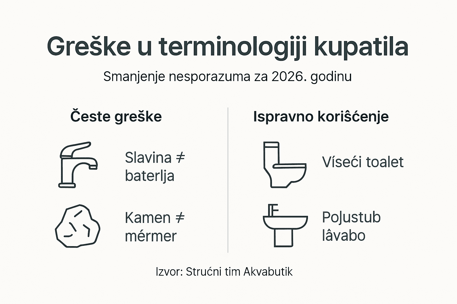 Infografik: Najčešće greške u upotrebi termina vezanih za kupatilo