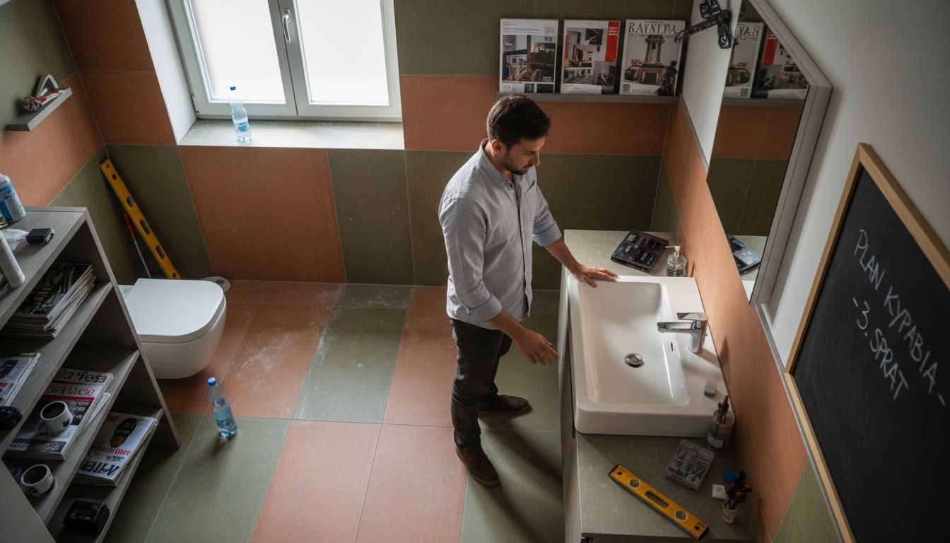 Arhitekta je zamislio kupatilo u kojem će pod biti obložen pločicama u boji zemlje.